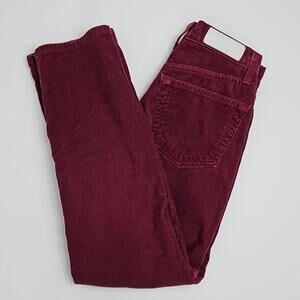 Re/Done Originals High Rise Straight Cropped Corduroy‎ Jeans Burgundy | Women 24